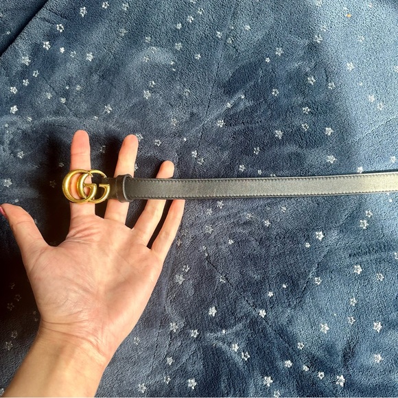 Gucci GG Marmont Thin Black Belt Gold Hardware 75cm - Picture 6 of 9